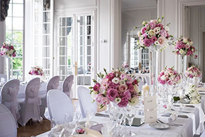 Dining room with wedding tables