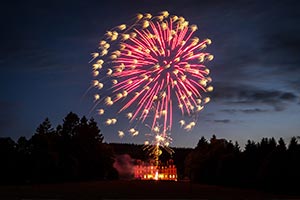 Fireworks over wedding venue